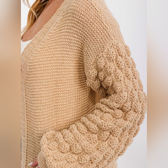 SALE! 015. WOMEN'S LONG DETAILED SLEEVE OPEN FRONT POCKETS CARDIGAN-NWT - Picture 3 of 4